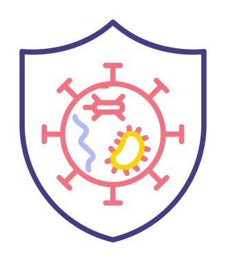 Mikroplar Korunan Kalkan ikon vektör çizimi