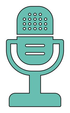 mikrofon yassı ikon. mikrofon logosu, vektör illüstrasyonu.