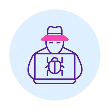 Basit Bilgisayar Hacker simgesi, vektör illüstrasyonu