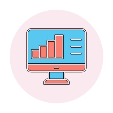 Basit Bilgisayar İzleme Veri Analizi simgesi, vektör illüstrasyonu