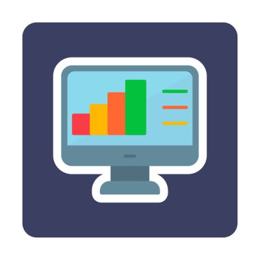 Basit Bilgisayar İzleme Veri Analizi simgesi, vektör illüstrasyonu