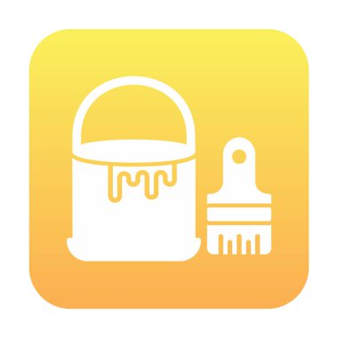 Boya fırçası ve kova vektör çizimi, simge ögesi arkaplanı                    