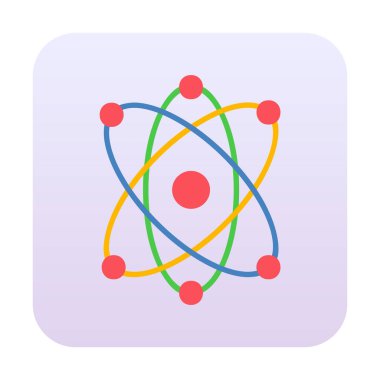 Moda düz biçimli atom simgesi, bilim simgesi vektör illüstrasyonu                     