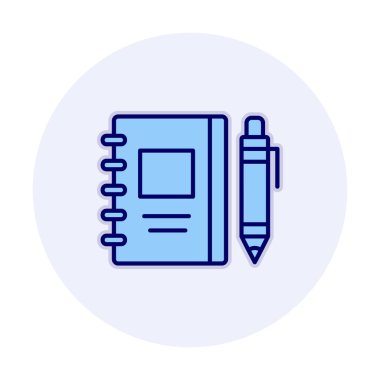 Çizim defteri ve kalem simgesi, vektör illüstrasyonu  