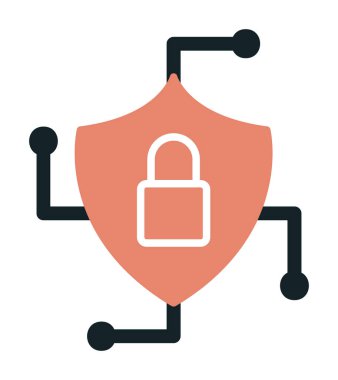 Asma kilit simgesi, vektör illüstrasyonlu güvenli kalkan