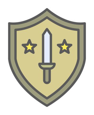 Kılıç vektör ağ simgesine sahip Askeri Kalkan, vektör illüstrasyonu 