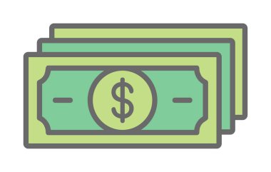 Dolar para çizgisi simgesi, vektör illüstrasyonu