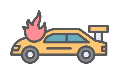 Yanan Araba ikon vektör illüstrasyonuName