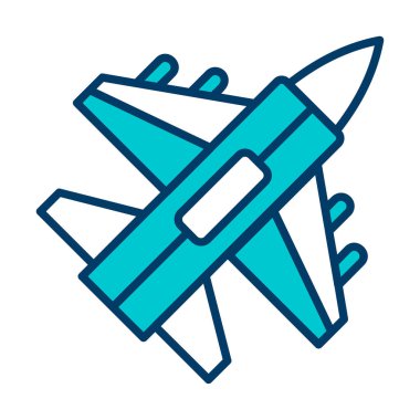 Jet Fighter ikonu. Askeri uçak uçuşu. vektör illüstrasyonu