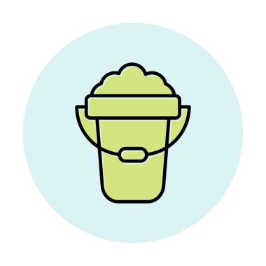 Köpük simgesi olan kova, vektör illüstrasyonu  