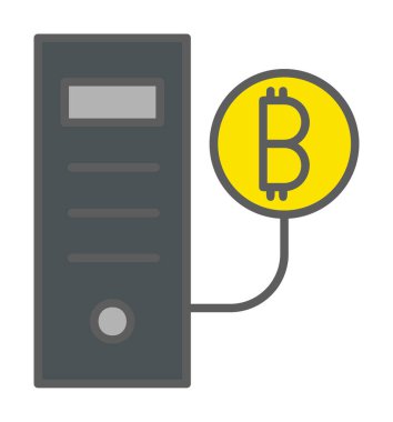 Bitcoin Madeni İşlemcisi (BTC) simgesi, vektör illüstrasyonu 