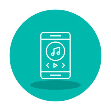 Müzik notası ikon vektör illüstrasyon tasarımı ile akıllı telefon müzik çalıcı                               