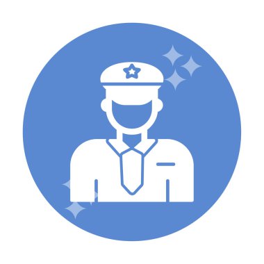 Üniformalı düz simgeli polis memurunun vektör çizimi