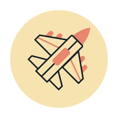 Jet Fighter ikonu. Askeri uçak uçuşu. vektör illüstrasyonu