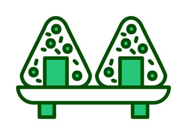 Onigiri sushi simgesi, vektör illüstrasyonu 