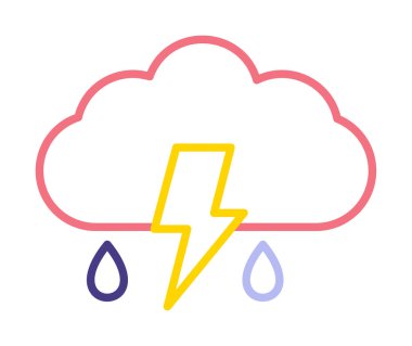 Basit Gök Gürültüsü hava ikonu vektör illüstrasyonu 