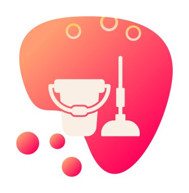 kova ve paspas simgesi, vektör illüstrasyonu  