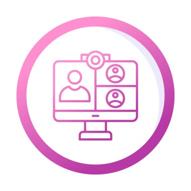 Basit çevrimiçi toplantı simgesi, vektör illüstrasyonu