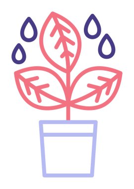 çömlek simgesine bitki, vektör illüstrasyonu 