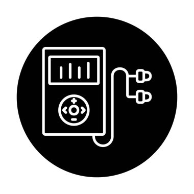 Kulaklık simgesi, vektör illüstrasyonlu Mp3 oynatıcı