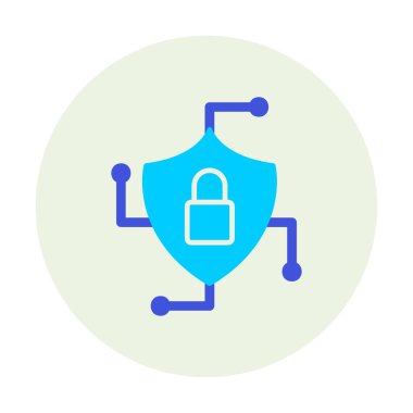 Asma kilit simgesi, vektör illüstrasyonlu güvenli kalkan