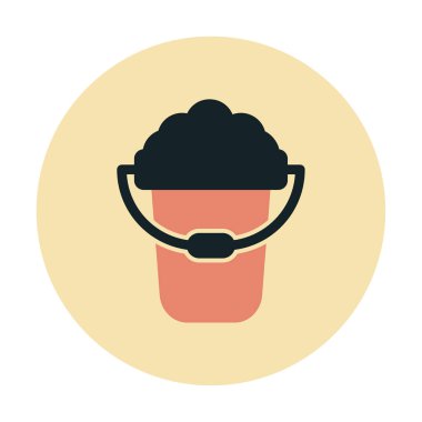 Köpük simgesi olan kova, vektör illüstrasyonu  