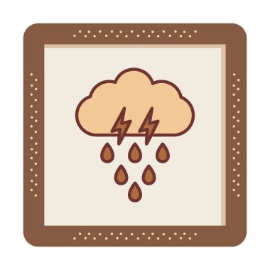 Gök gürültülü yağmurlu bulut sembolü, hava durumu ikonu, vektör illüstrasyonu 