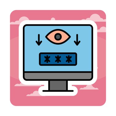 Basit Bilgisayar Casus Yazılımı simgesi, vektör illüstrasyonu