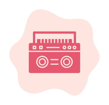  Boombox düz simgesi, vektör çizimi