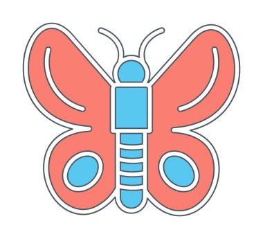 Kelebek Vektör Simgesi Düz Çizim 