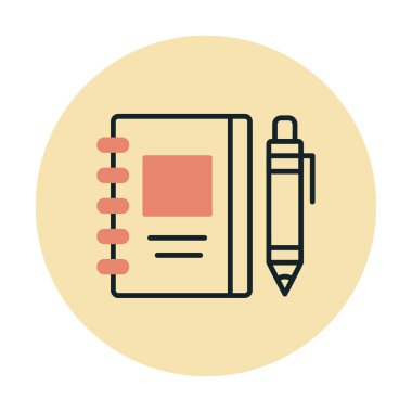 Çizim defteri ve kalem simgesi, vektör illüstrasyonu  