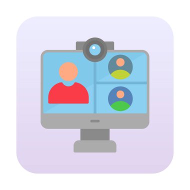 Basit çevrimiçi toplantı simgesi, vektör illüstrasyonu