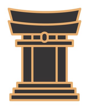 Basit Japon Tori Kapısı simgesi, vektör illüstrasyonu