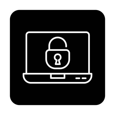 Basit dizüstü bilgisayar Aygıtı Kilitli simge vektör çizimi