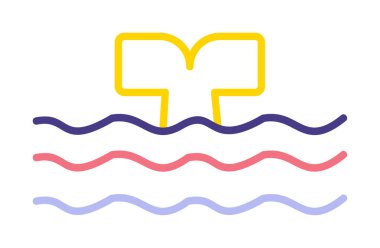 Moda tarzında izole edilmiş arka planda su ikonu olan balina kuyruğu