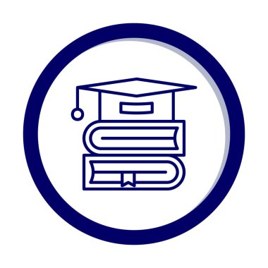 mezuniyet başlığı ve kitap simgesi vektör çizimi tasarımı