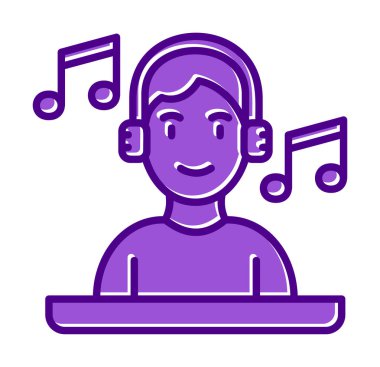 DJ avatar web simgesi, vektör illüstrasyonu 