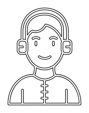 DJ avatar web simgesi, vektör illüstrasyonu 