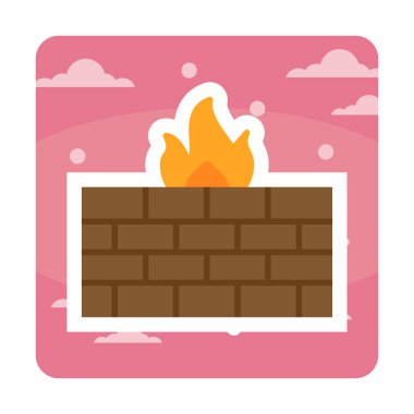 Şömine simgesinin vektör illüstrasyonu 