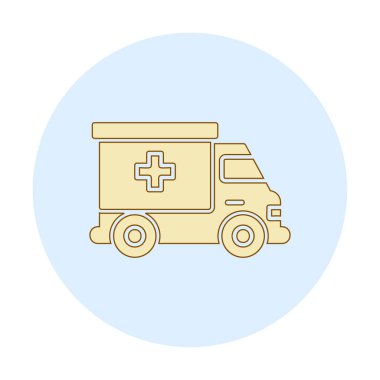 ambulans araba simgesi, renk vektörü çizimi