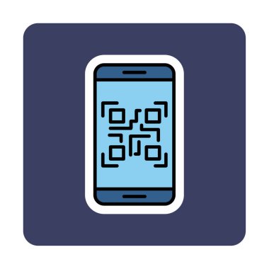 Akıllı Telefon Ekran Web simgesi Qr Kodu, vektör illüstrasyonu 