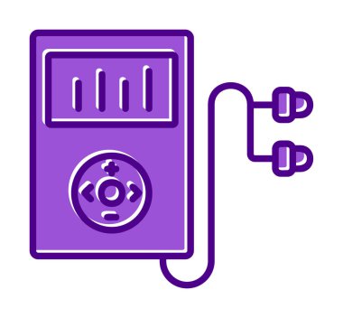 Kulaklık simgesi, vektör illüstrasyonlu Mp3 oynatıcı