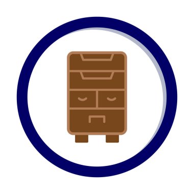 çekmeceler düz simge, vektör çizimi ile klozet 