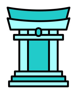 Basit Japon Tori Kapısı simgesi, vektör illüstrasyonu