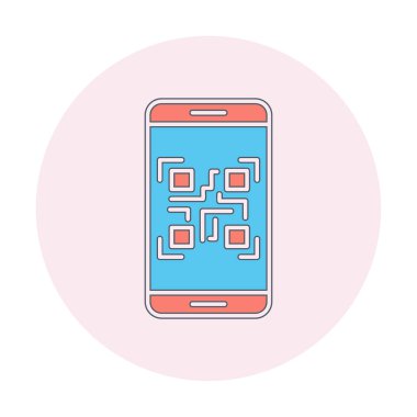 Akıllı Telefon Ekran Web simgesi Qr Kodu, vektör illüstrasyonu 