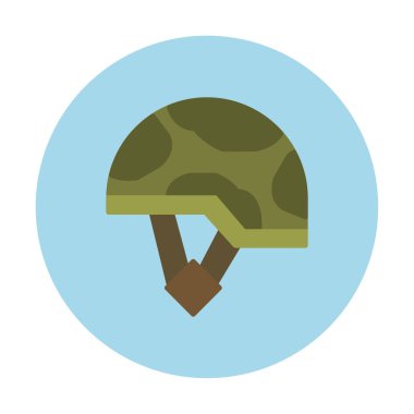 Askeri miğfer vektör renk çizgisi simgesi