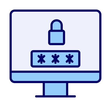 Basit Bilgisayar monitörü Ekran simgesi, vektör illüstrasyonunu kilitle