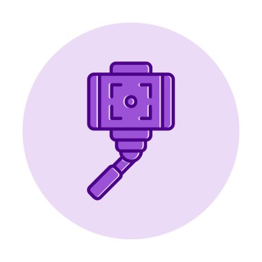 Akıllı telefon web simgesi, vektör illüstrasyonlu selfie çubuğu 