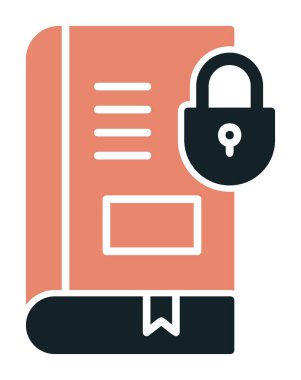 Asma kilit simgesine sahip kitap, vektör illüstrasyon tasarımı, Güvenli Kitap sembolü 