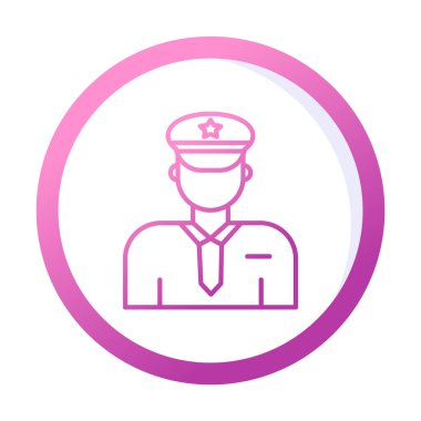 Üniformalı düz simgeli polis memurunun vektör çizimi